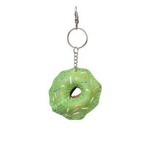 Handcrafted Genuine Leather Donut Purse Charm Keychain Green